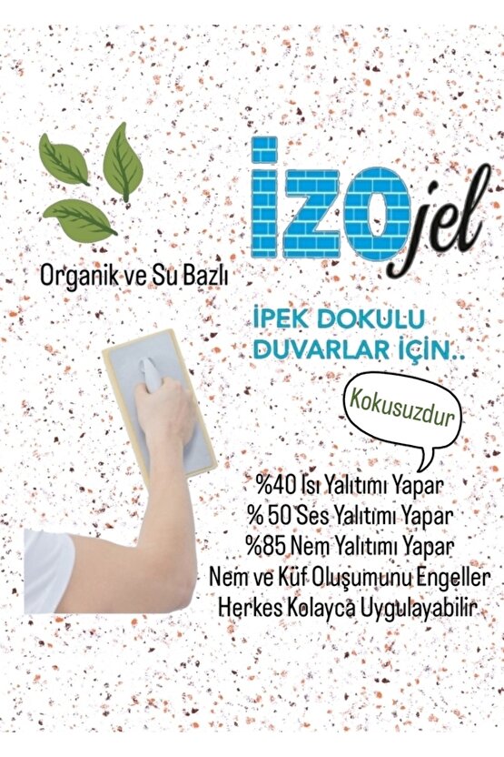 Organik Ipek Sıva - Dekoratif Yalıtım Sıvası - Ses & Isı & Nem Yalıtımı - Izo-052 - 4 M2