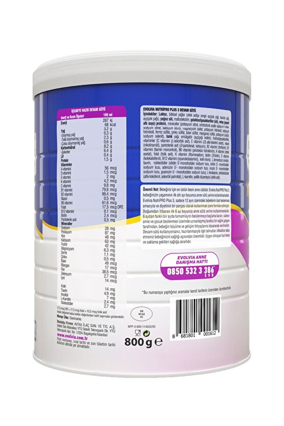 Seddar Collection Nutripro Plus 3 Devam Sütü 800 gr