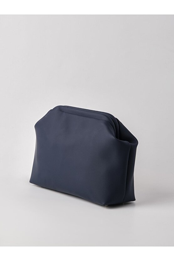 Heybes Kadın Lacivert Vegan Deri Clutch El Çantası