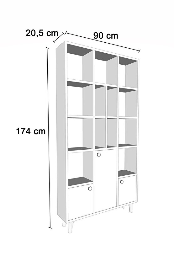 Remy Kitaplık Atlantik Çam-Vizon Bej