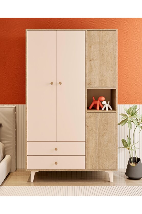 Luneria 3 Kapılı Gardırop Safir Meşe-Vizon Bej