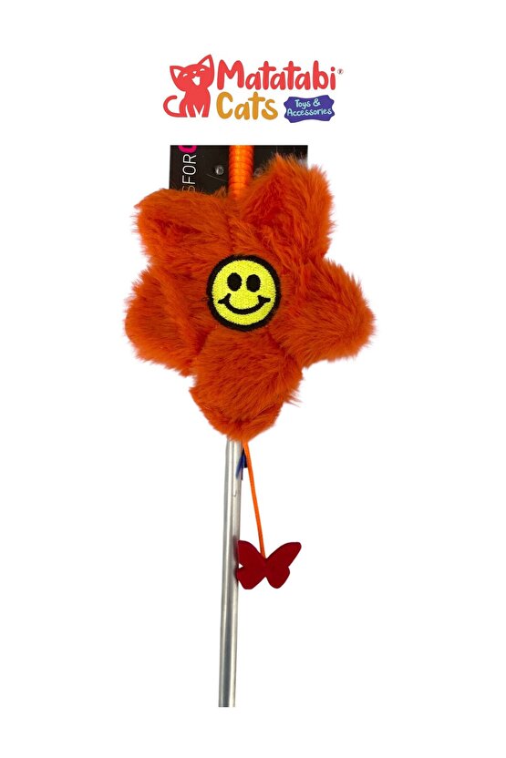 Matatabi Cats ÇİÇEK Alüminyum saplı kedi oltası(Matatabi,çıngırak ve özel hışırtı içerir.özel kumaş)