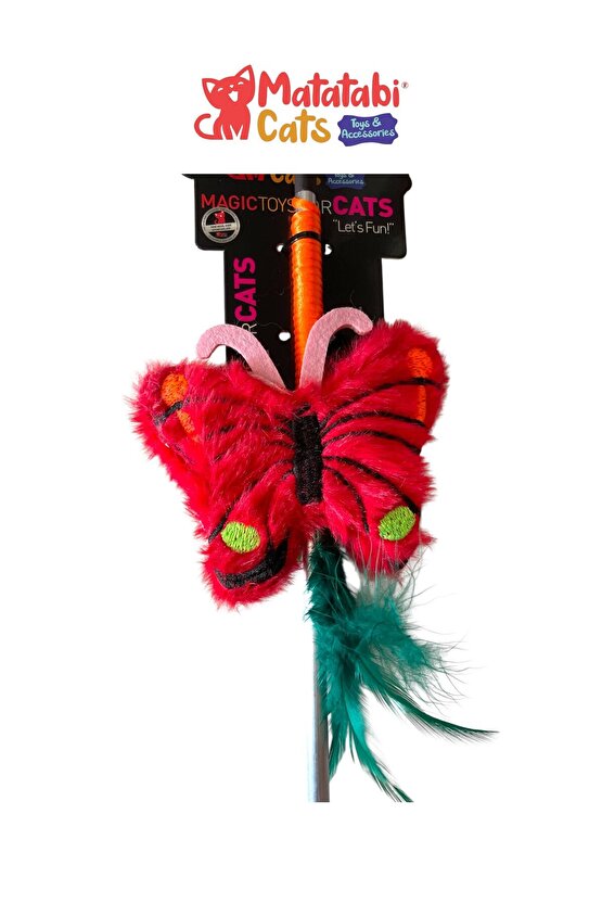 Matatabi Cats KELEBEK Al. saplı kedi oltası(Matatabi,çıngırak ve özel hışırtı içerir.özel kumaş)