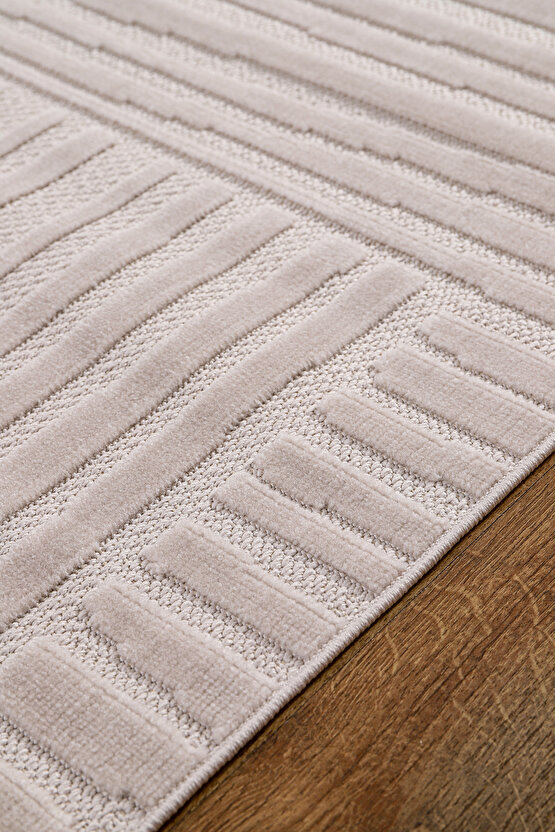 Bambu Yumuşak Halı Salon Mutfak Koridor Kesme Yolluk Dokuma Makine Halısı Art Bej