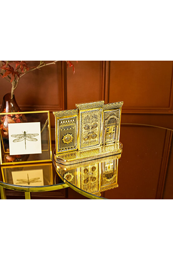 Üçlü Kabe Kapısı Minyatür Obje Ofis Yeni Iş Hediyesi Masa Üstü Dekoratif Biblo Lüks Dekor