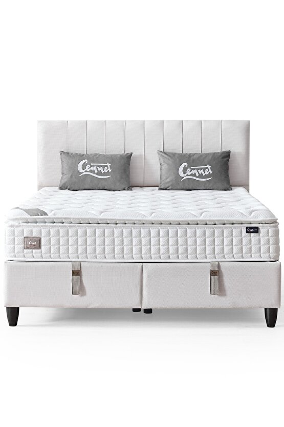 Zambak Modeli Full Ortopedik Çift Kişilik Pedli Yataklı Baza ve Başlık Takımı 3 lü Set