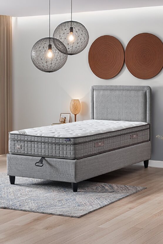 Melisa Tek Kişilik Sandıklı Baza + Full Ortopedik Antibakteriyel Visco Yatak + Başlık 3 lü Set