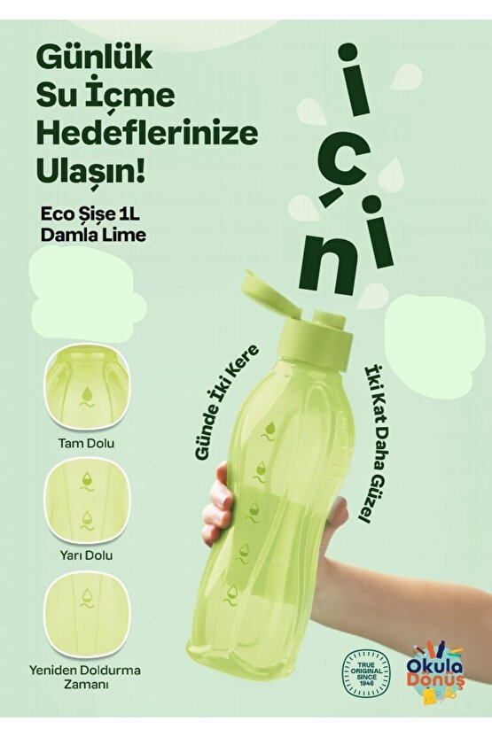 Eco Şişe Suluk 1 Litre Damla Lime