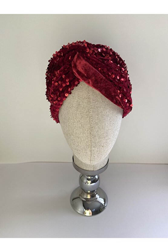 Kırmızı Pullu Payetli Bandana