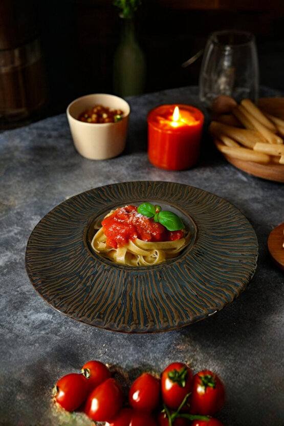 Mantra Porselen Makarna ve Salata Tabağı Çukur Dekoratif Tabak 28cm 1 Adet