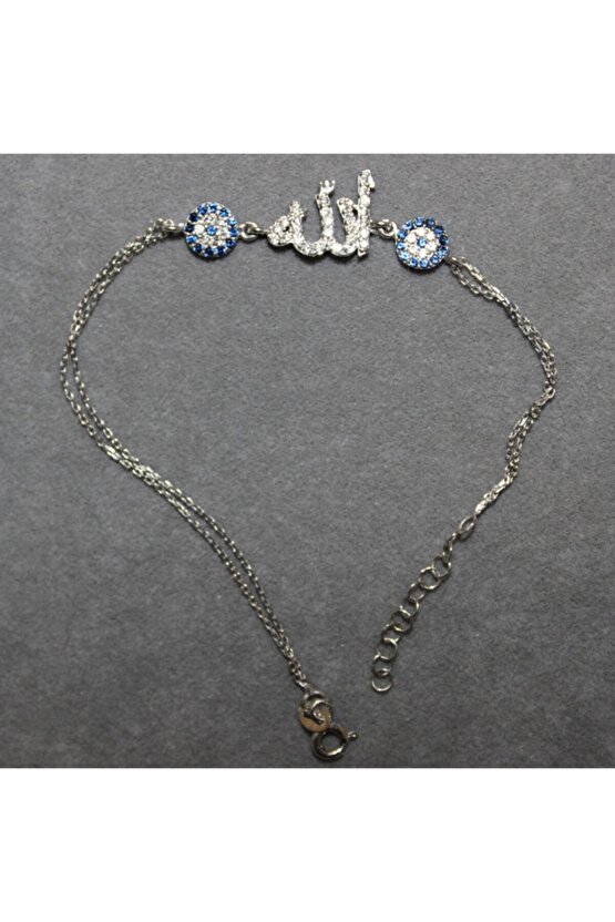 Kadın Beyaz Çift Nazar Boncuklu Allah Lafzı Bileklik