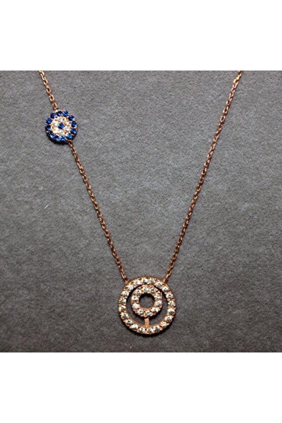 Taşlı Halka Rose Kolye