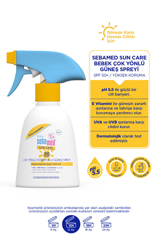 Baby SPF 50+%98 UVA Korumalı UVB Filtreli Çok Yönlü Koruyucu Çocuk Güneş Spreyi 200 ml