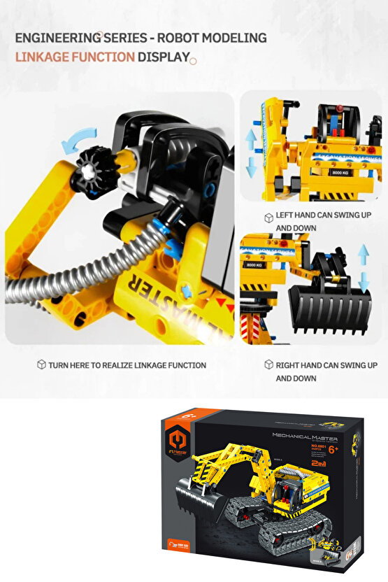 Oyuncak 342 Parça Mekanik Kontrollü Ekskavatör ve Robot 2in1 Lego Seti Mechanical Master