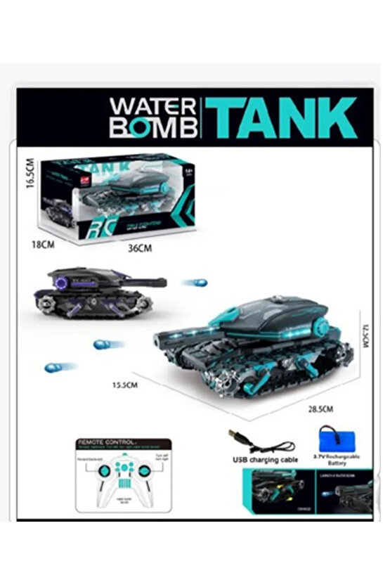 Oyuncak Uzaktan Kumandalı Sesli Ve Işıklı 2.4 Ghz Su Bombası Atan Tank