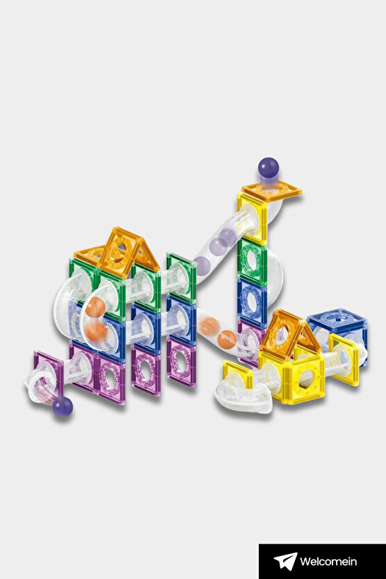 Manyetik Geometrik Işıklı Bloklu 66 Parça Şekil Yapım Seti 3+ Çocuk Eğitici Zeka Bina Oyuncağı Blok