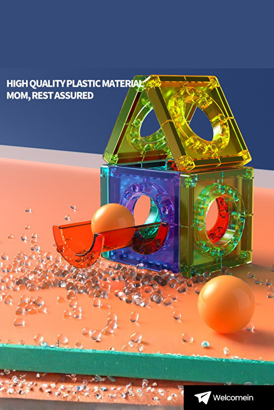 Manyetik Geometrik Işıklı Bloklu 66 Parça Şekil Yapım Seti 3+ Çocuk Eğitici Zeka Bina Oyuncağı Blok