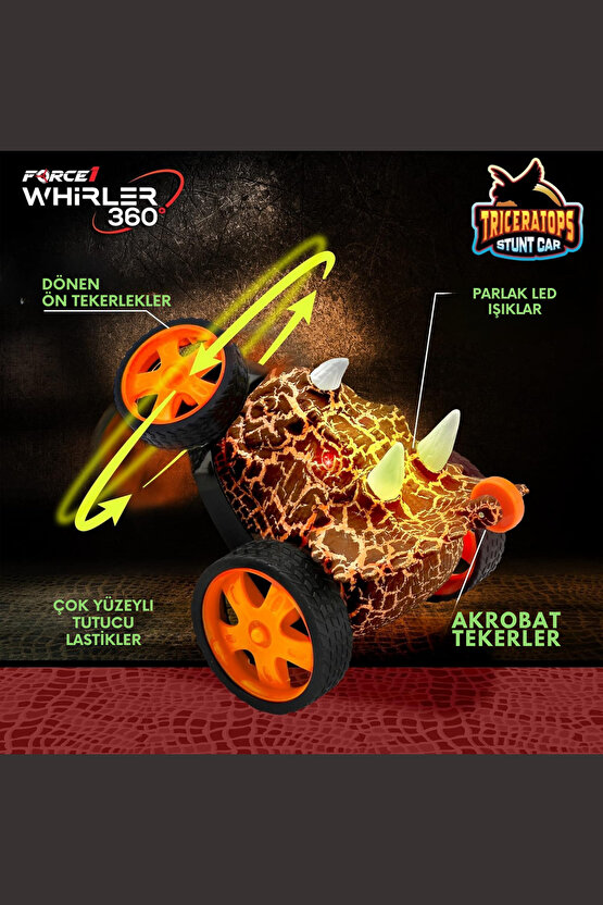 Oyuncak Akrobatik Uzaktan Kumandalı Işıklı Dasher Dinozor Araba