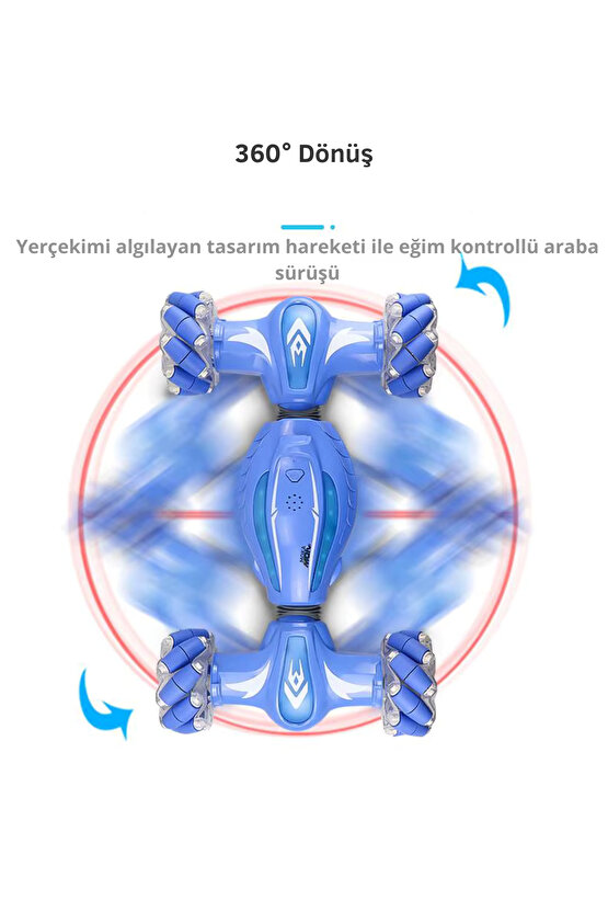 Oyuncak Bilekten Kontrollü Şarjlı 2.4G Işıklı Ve Müzikli Bileklik Kumandalı Akrobat Araba