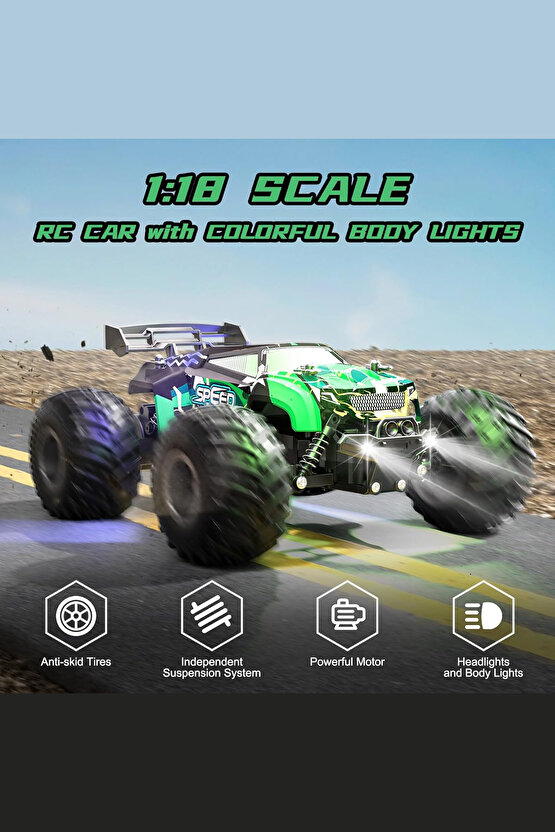 2.4 GHz Uzaktan Kumandalı Şarjlı Araba Full Fonksiyon Işıklı 1:18 High Speed Off Road 40 Dk. Sürüş