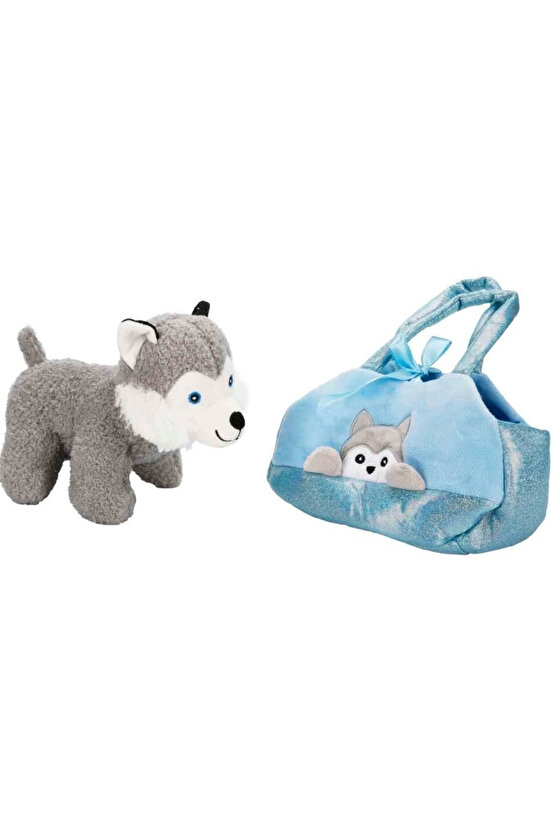 Yumuşak Dokulu Sevimli Peluş Kedi Köpek Taşıma Çantalı 20 cm