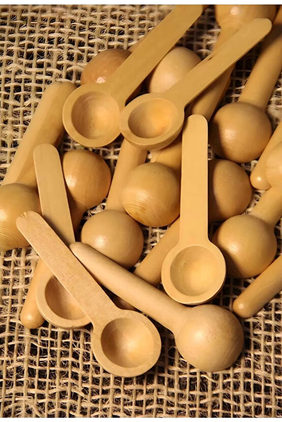 6lı Ahşap Küçük Ölçek Baharat Kaşığı - Oval