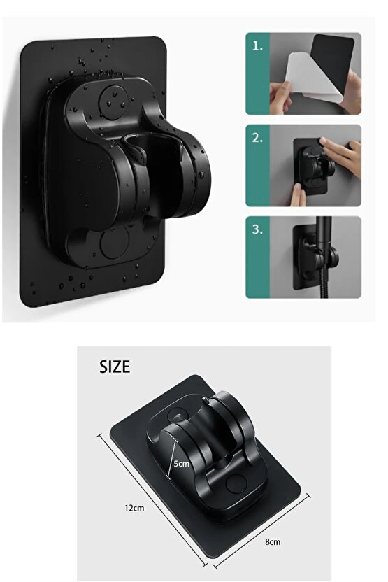 Duş Başlığı Tutucu Ayarlanabilir 120 Derece Oynar Güçlü Yapışkanlı Suya Dayanıklı El Duşu Tutucu