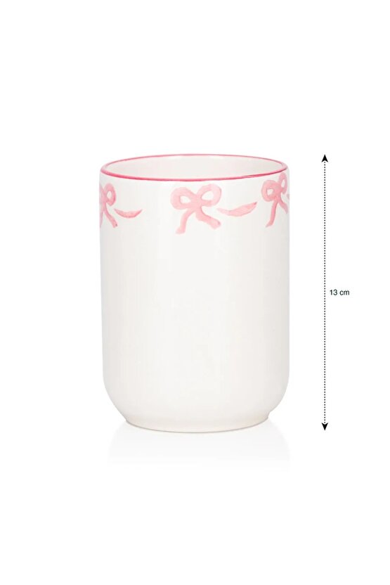 Pembe Fiyonk Baskılı Porselen Kaşıklık 13 Cm