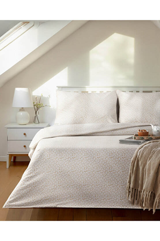 Sweet Violet Kolay Ütülenir Çift Kişilik Nevresim Takımı 200x220 cm Yağ Yeşili