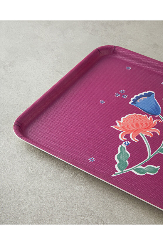 Carnival Posy Melamin Kaydırmaz Tepsi 27x36 cm Fuşya