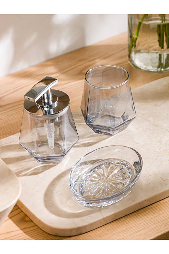 LCW HOME Renksiz 3 Parça Cam Banyo Seti