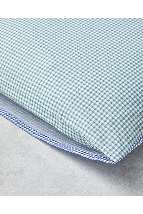 Petit Check Pamuklu 2li Yastık Kılıfı 50x70 cm Yeşil-Mavi