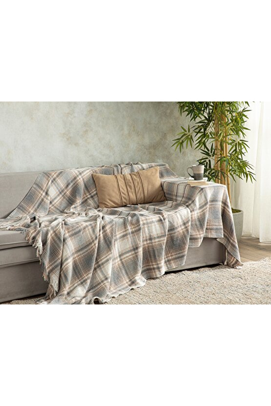 Agata Koltuk Örtüsü 170x250 Cm Gri - Bej