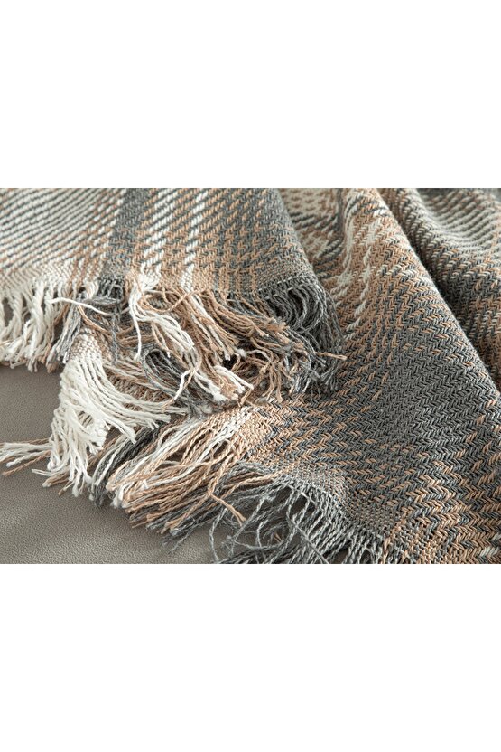 Agata Koltuk Örtüsü 170x250 Cm Gri - Bej