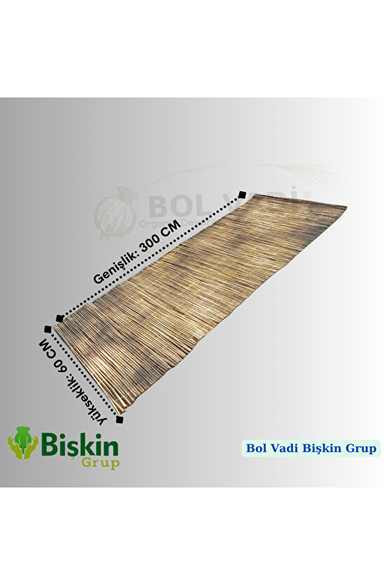 60cm x 3m Doğal Bambu Kamış Hasır Çit | Bahçe ve Balkon Dekorasyonu, Misina İpli Gölgelik