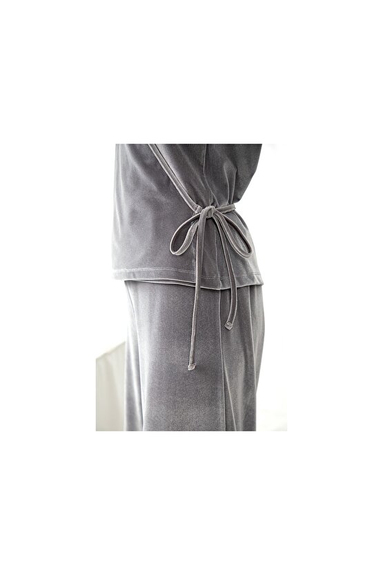 Velvet Touch Kadife Kadın Pijama Takımı Gri