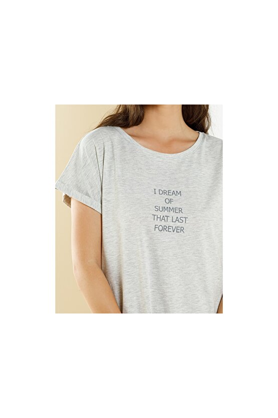 Boyfriend Grey Pamuklu Gecelik L Gri