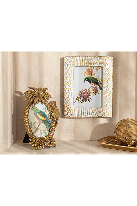 Leather Polyresin Çerçeve 13x18 Cm Gold