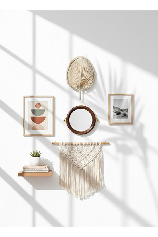 Aura Large Boy Palmiye Yaprağı Duvar Süsü, Japon Yelpazesi Bohem Stil Dekorasyon, 43 x 30 cm