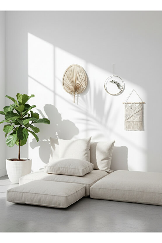 Aura Large Boy Palmiye Yaprağı Duvar Süsü, Japon Yelpazesi Bohem Stil Dekorasyon, 43 x 30 cm