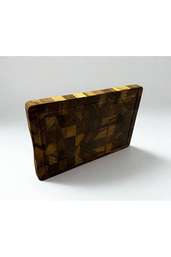 Tik Chef Kesme Tahtası Medium Boy ENDGRAIN 30×20×3 cm Masif Ahşap Doğrama tahtası Sunum Tahtası
