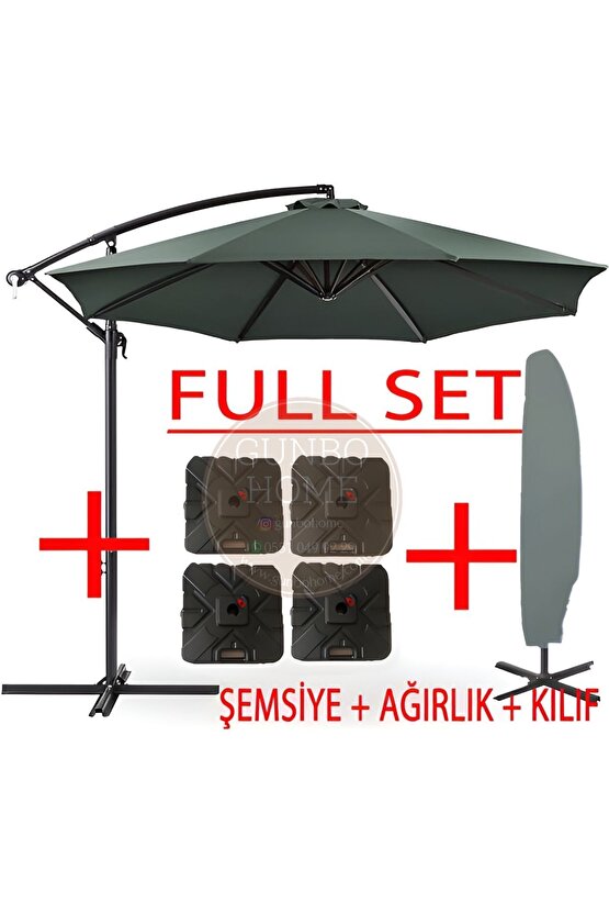 3 Mt 8 Kaburga Full Demir 21 Kg ANTRASİT Bahçe Şemsiyesi Full Set Havuz Şemsiyesi Büyük Şemsiye