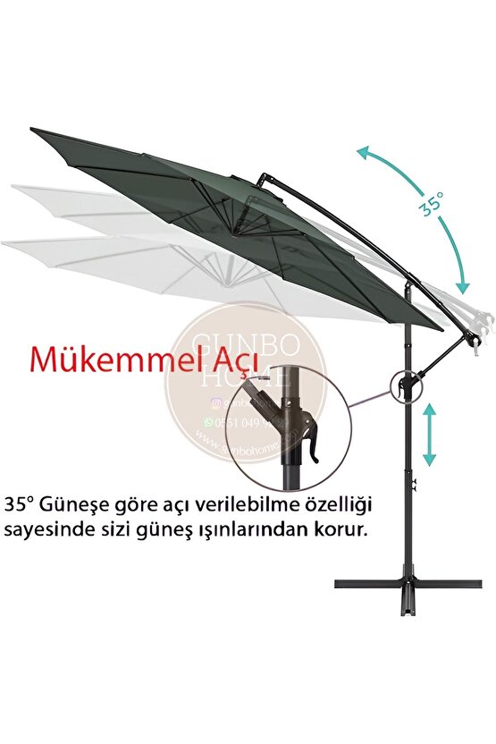 3 Mt 8 Kaburga Full Demir 21 Kg ANTRASİT Bahçe Şemsiyesi Full Set Havuz Şemsiyesi Büyük Şemsiye
