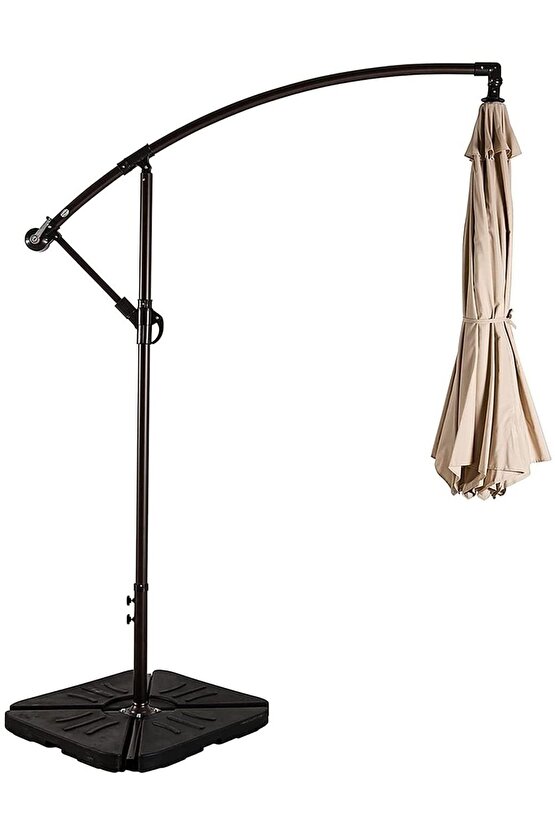 3 Metre EKRU Renk Bahçe Teras Şemsiyesi Suya dayanıklı UV 50 + Faktöriyel Güneş Korumalı Açılı