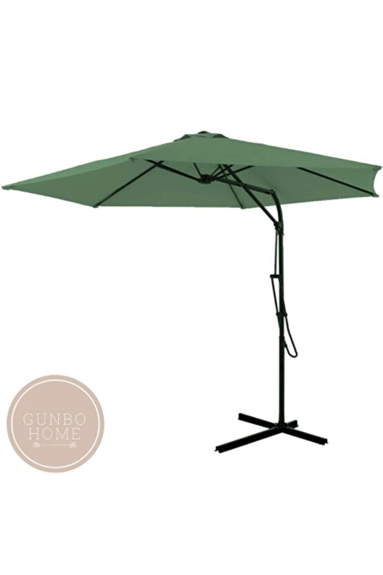 3 Mt Yeşil Şemsiye 50 + Uv Koruma Suya Dayanıklı Bahçe Şemsiyesi Teras Gölgeliği