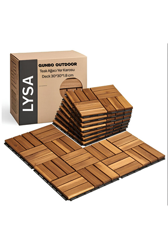 5 Koli Tik Ağacı Parke Balkon Teras Yer Döşemesi Masif Ahşap 5x9 =45 Adet