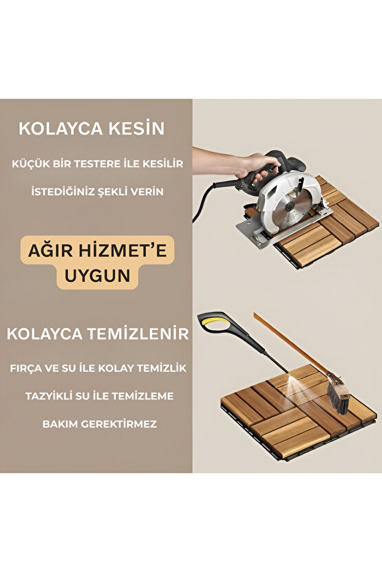 5 Koli Tik Ağacı Parke Balkon Teras Yer Döşemesi Masif Ahşap 5x9 =45 Adet