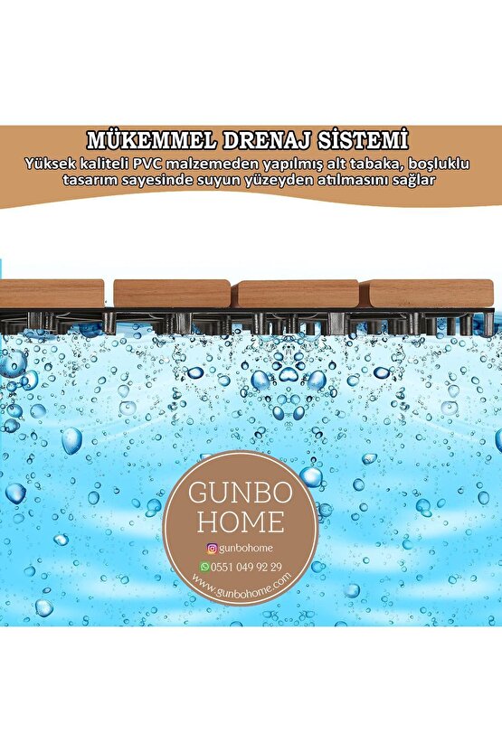 Teak Ağacı Yer Karosu 9 Adet 1 Koli Bahçe Banyo Deck Ahşap Karo Masif Yer Döşemesi Balkon Deck