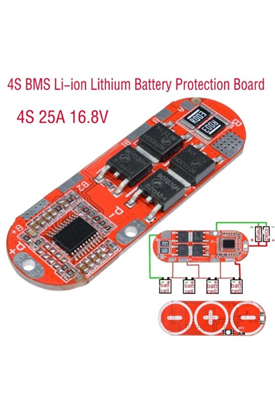 4s 25a 14.8v Pil Koruma Balans Kartı 18650 Lityum Lion Batarya