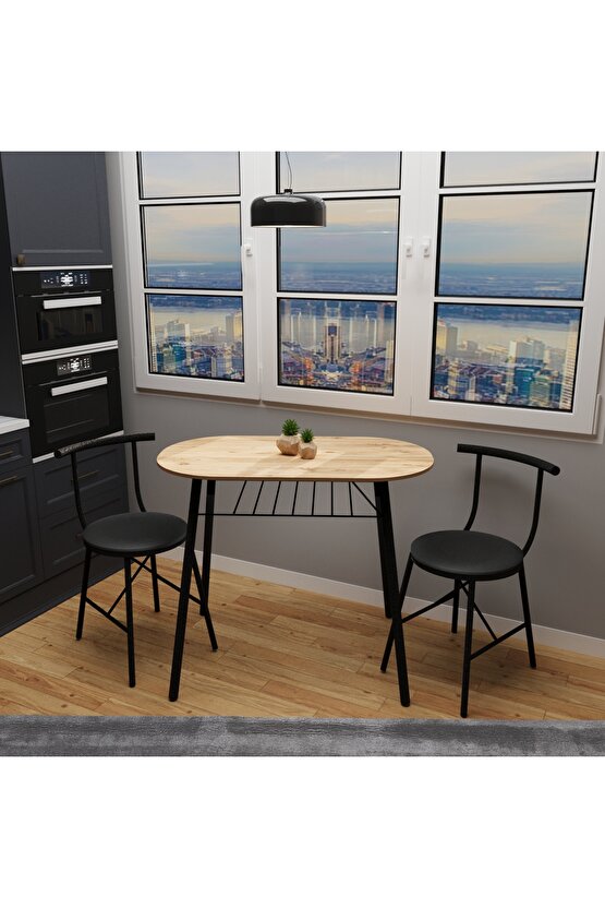 2 Kişilik Masa Takımı Mutfak Masa Sandalye Seti Döşemeli Çam 1346